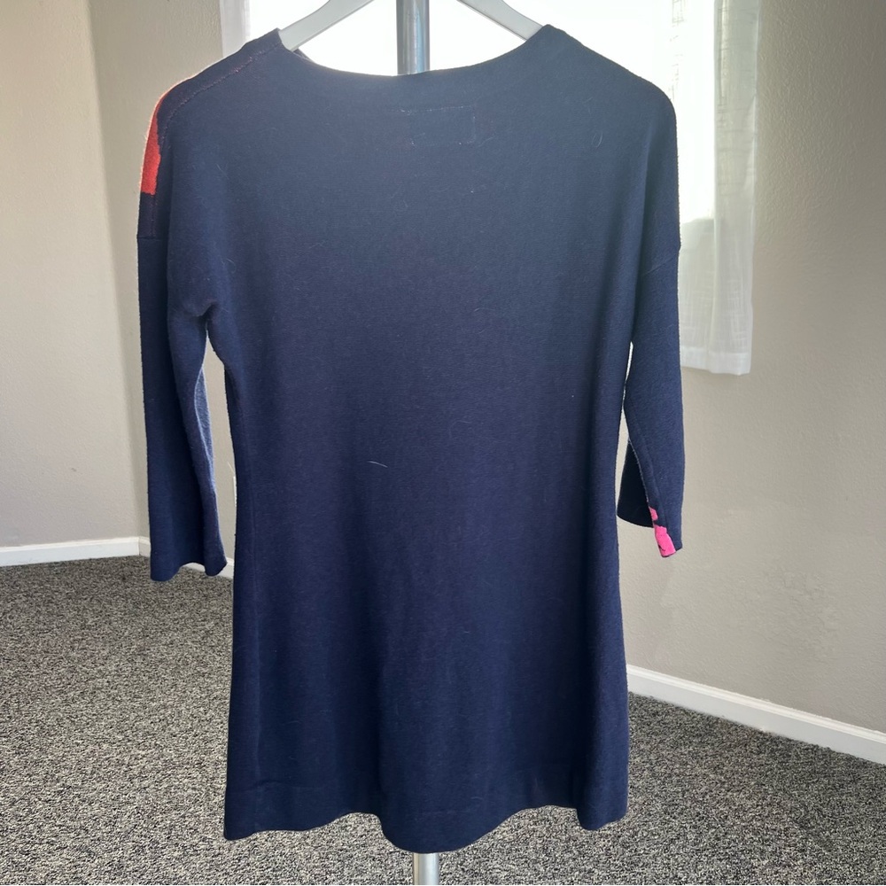 Anthropologie Field & Flower Navy Sweater with Pink Floral Design - Picture 3 of 8